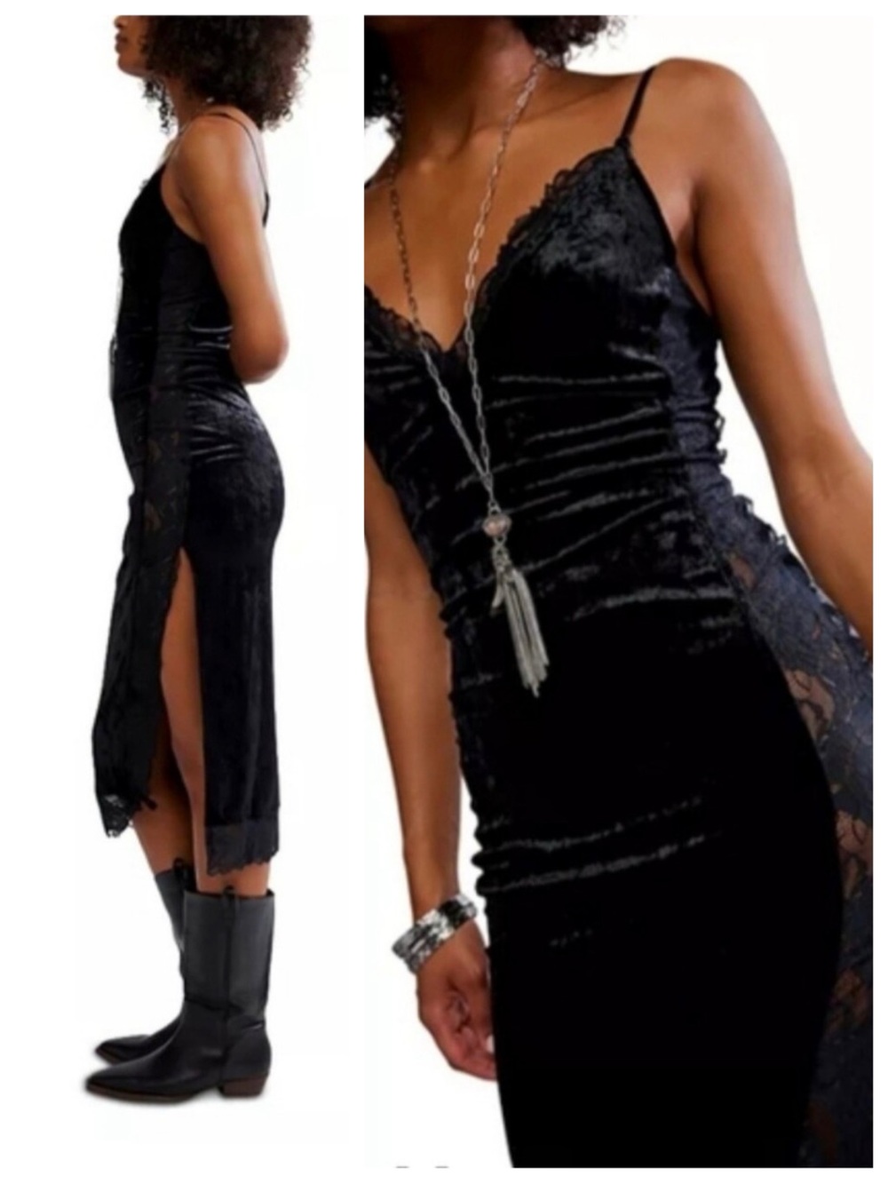 Free People Intimately Raise A Toast Midi Slip Dress, Black, Lg - Picture 6 of 8